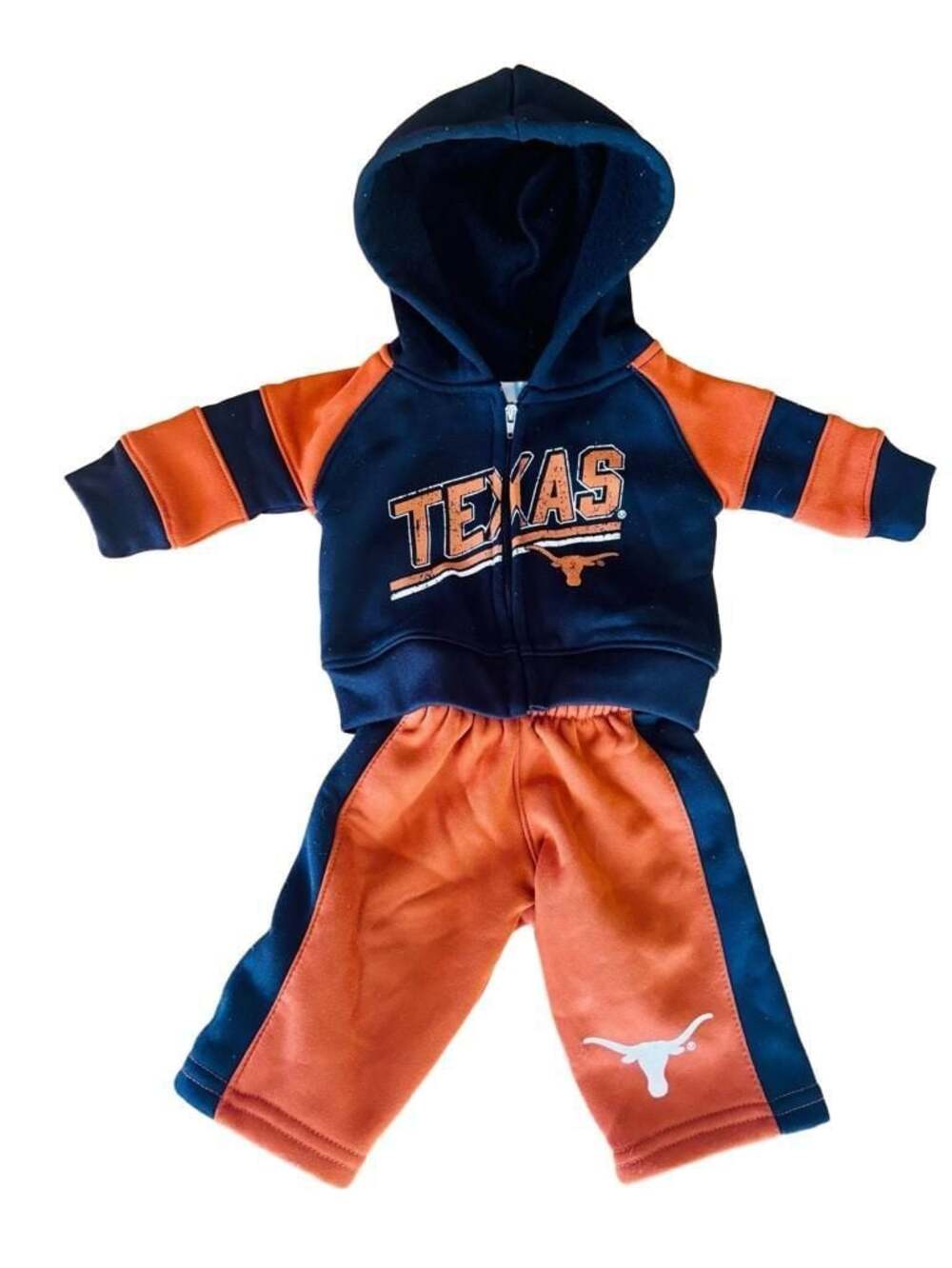 Texas Longhorns Infant Zip-Up Hoodie and Sweatpants Track Suit Set 0-3 Months